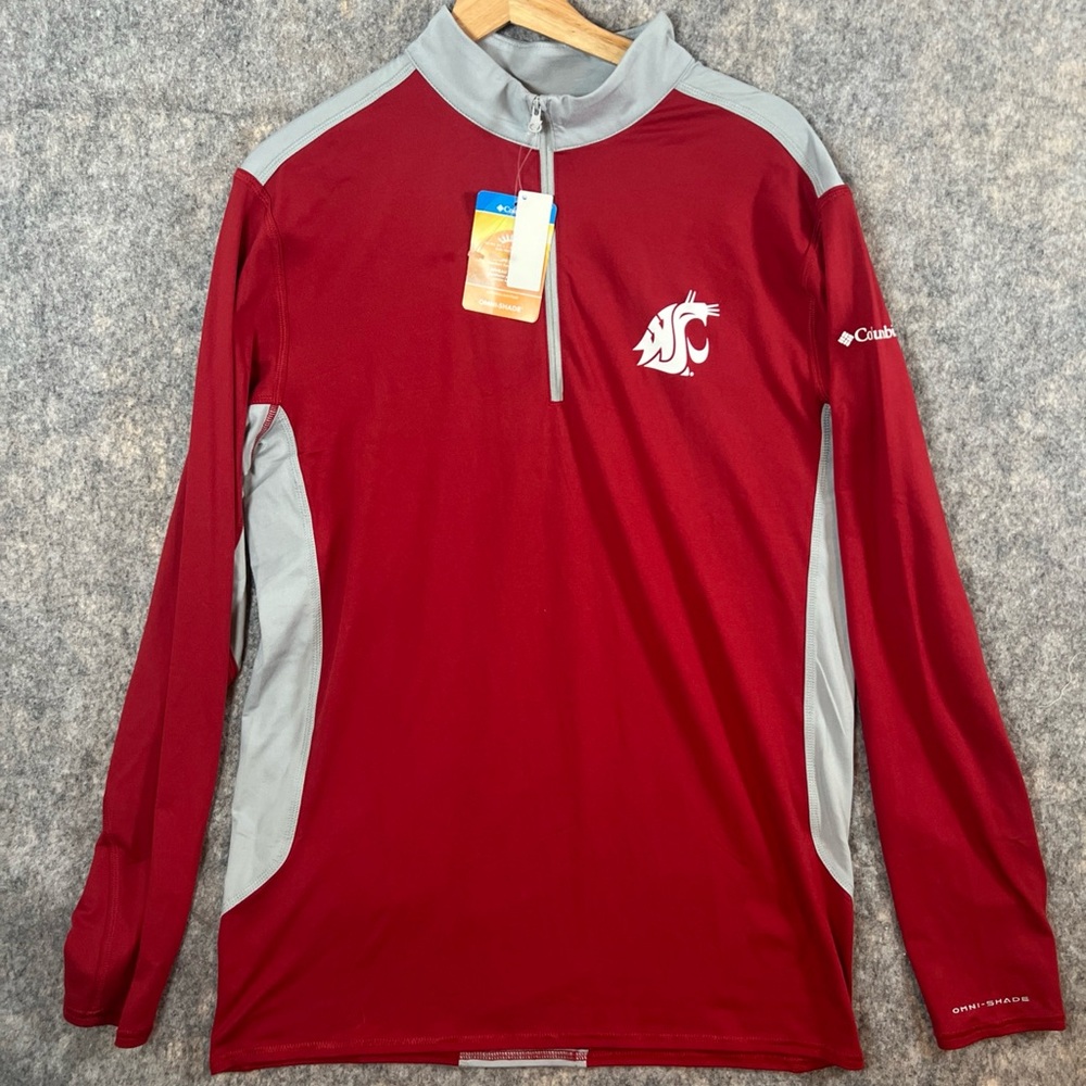 Washington State Cougars Columbia Omni-shade 1/4 Zip Pullover Men’s medium NEW